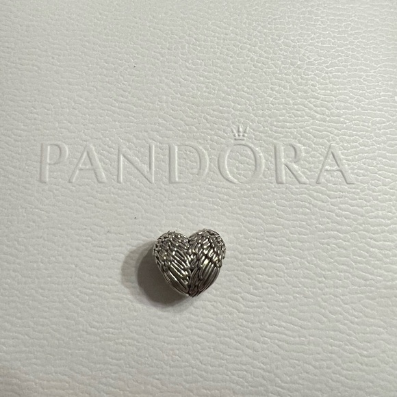 Pandora Silver Winged Feathers Heart Charm - Picture 2 of 3